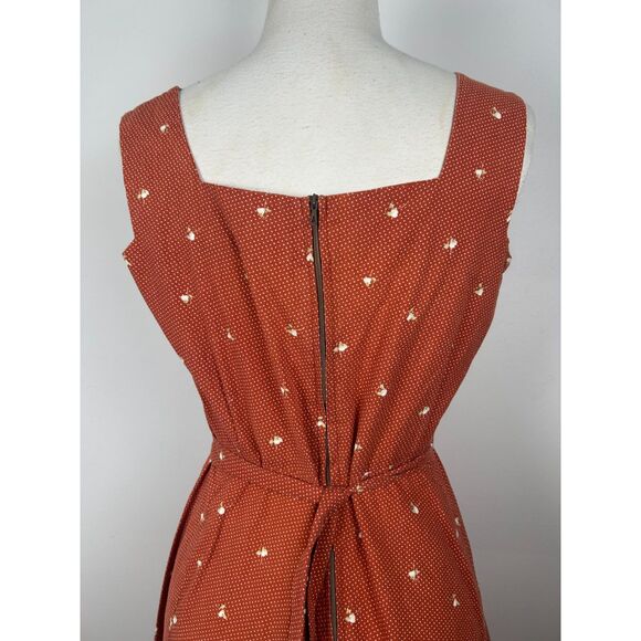 Vintage 60s 70s Calico Floral Prairie Romantic Dress Pinafore Cottagecore S - Picture 5 of 6